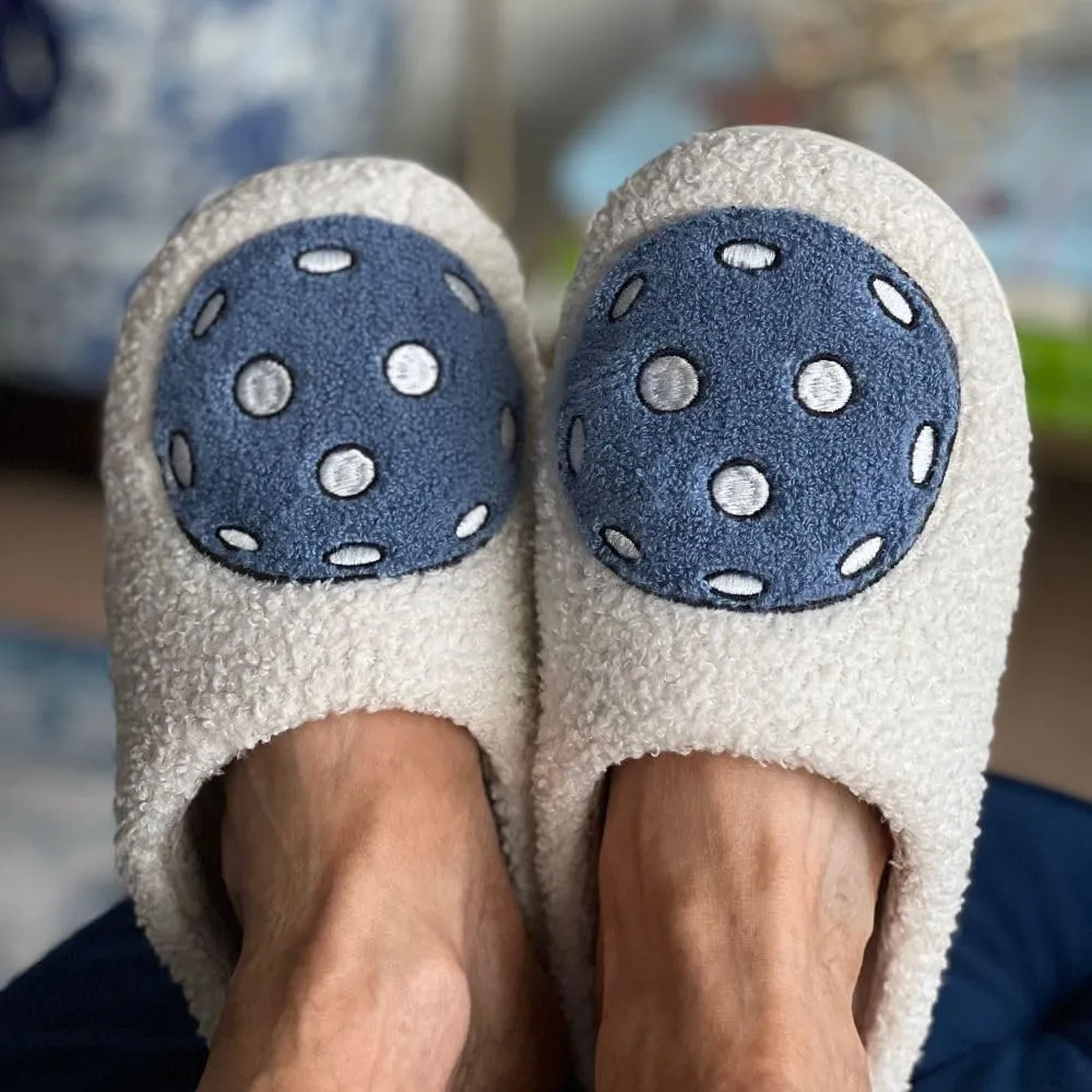 Cozy Memory Foam Cute Slippers with Pickleball Design - Trendy and Comfortable Cute Slippers for Women with Non-Slip Rubber Sole, Fun Slippers, Suitable as Gift, Indoor Outdoor Use