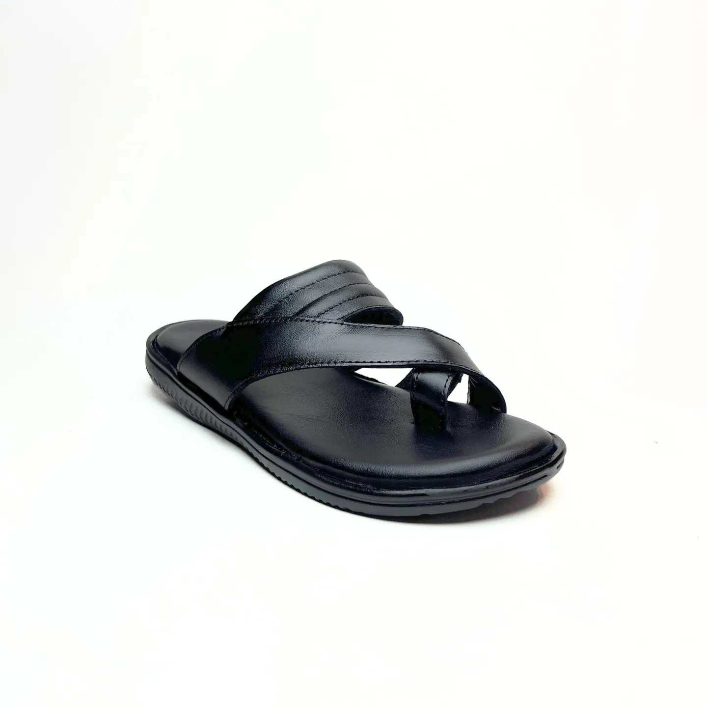 Cross Thumb Leather Slippers