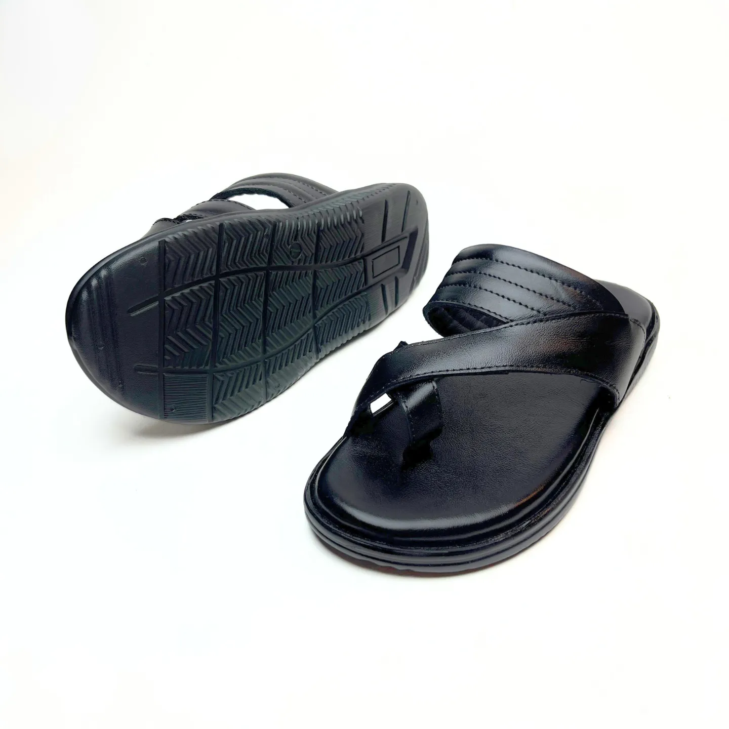 Cross Thumb Leather Slippers