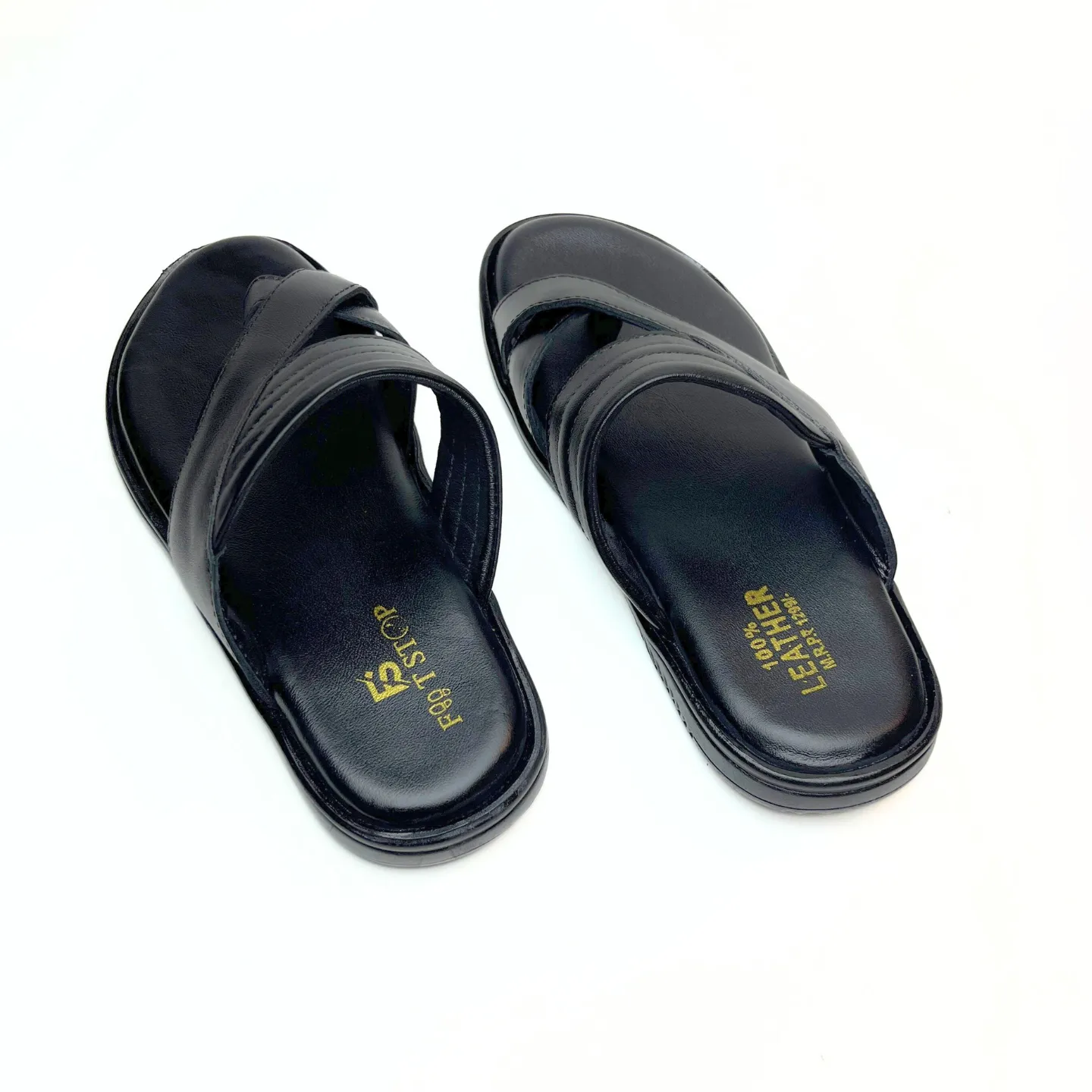 Cross Thumb Leather Slippers