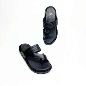 Cross Thumb Leather Slippers