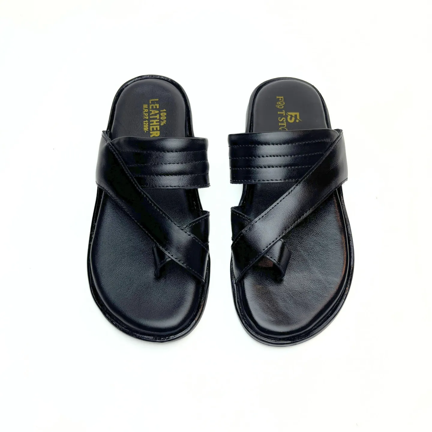Cross Thumb Leather Slippers