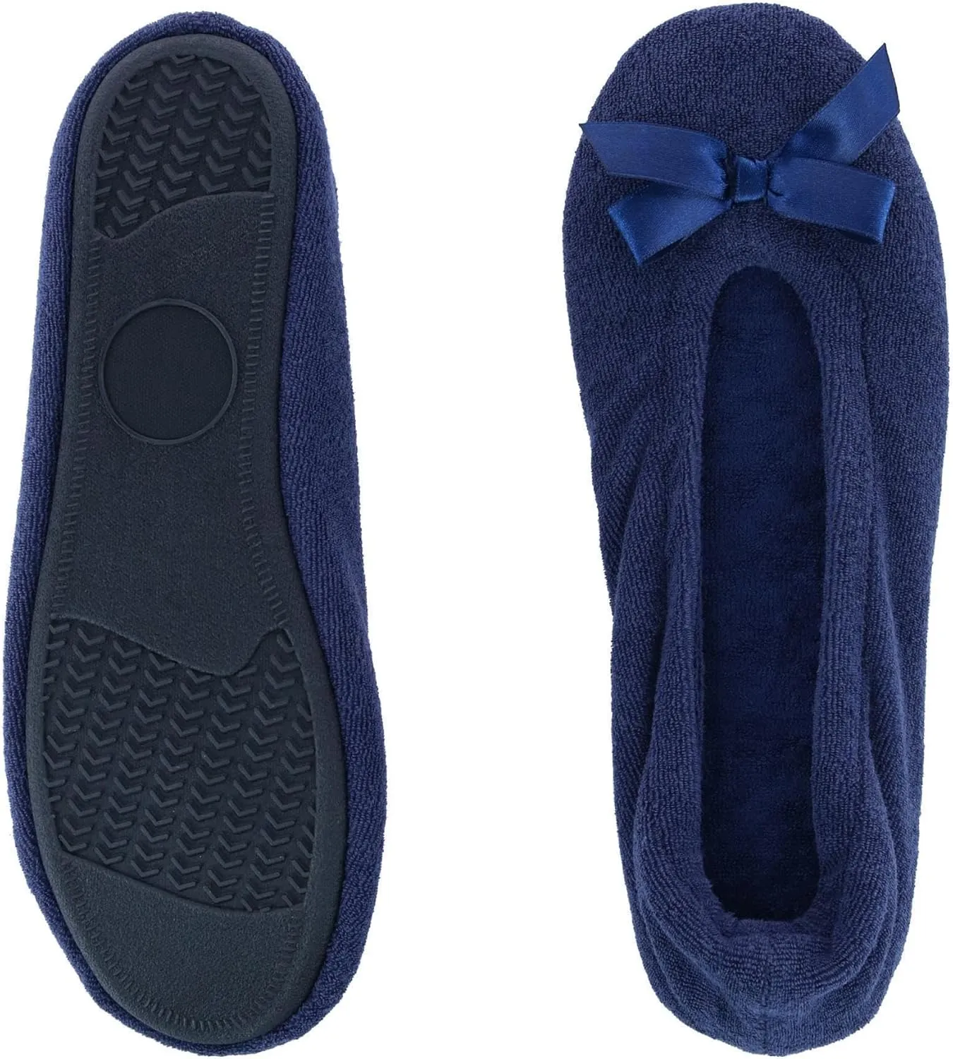 CTM Women's Terry Ballerina Slipper House Shoe (Pack of 2)