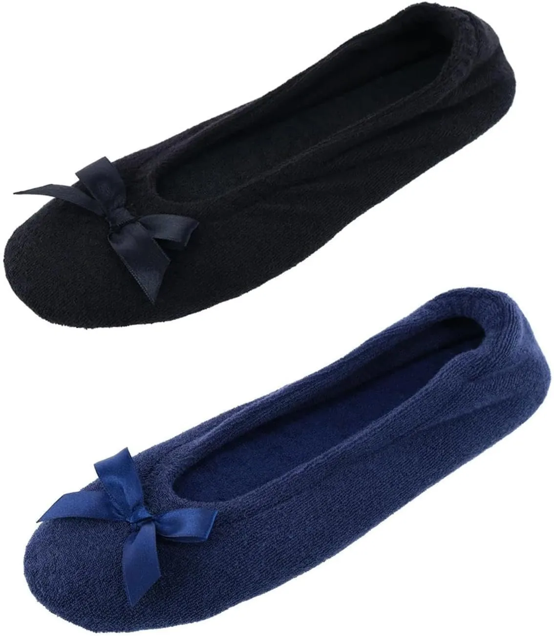 CTM Women's Terry Ballerina Slipper House Shoe (Pack of 2)