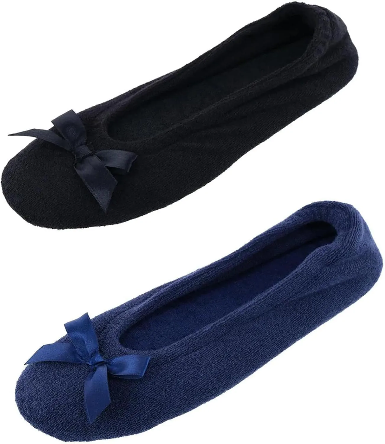 CTM Women's Terry Ballerina Slipper House Shoe (Pack of 2)