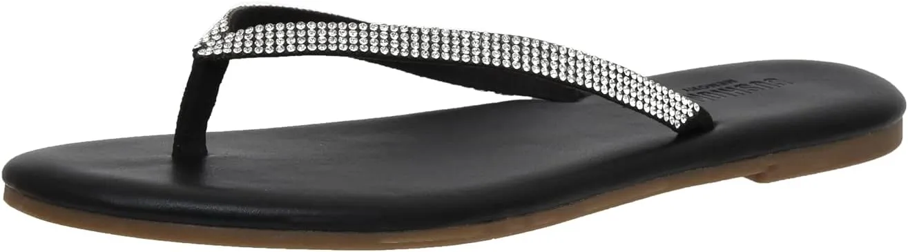 CUSHIONAIRE Women's Ciara Jeweled Flip Flop Sandal with Memory Foam