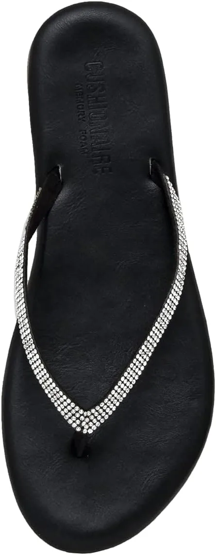 CUSHIONAIRE Women's Ciara Jeweled Flip Flop Sandal with Memory Foam