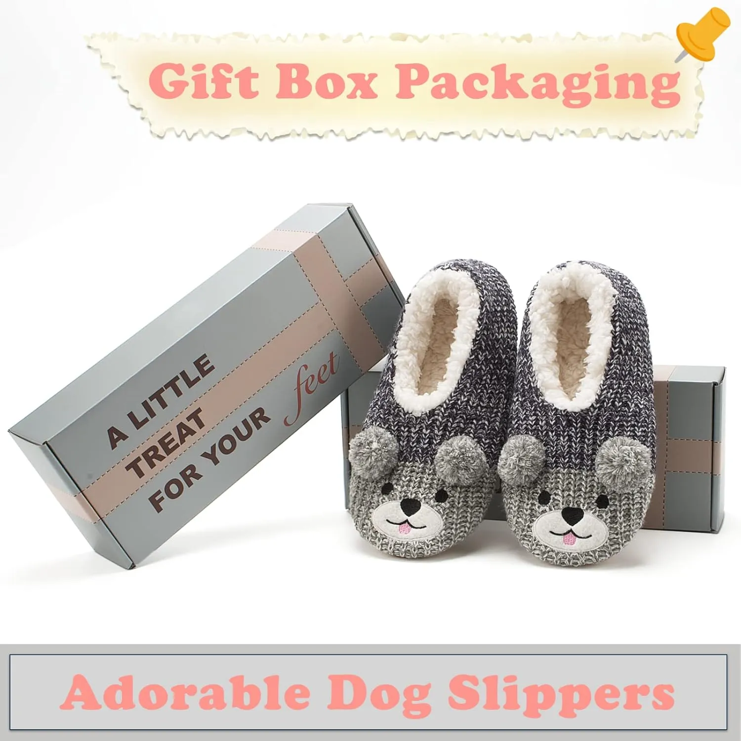 Cute Animal House Slippers, Warm Fuzzy Slipper Socks with Grippers Non Slip, Cozy Funny Gifts