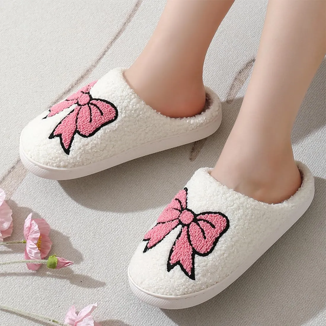 Cute Slippers For Women Men Fuzzy Cushioned Comfort Slip-On House Shoes Memory Foam Slippers
