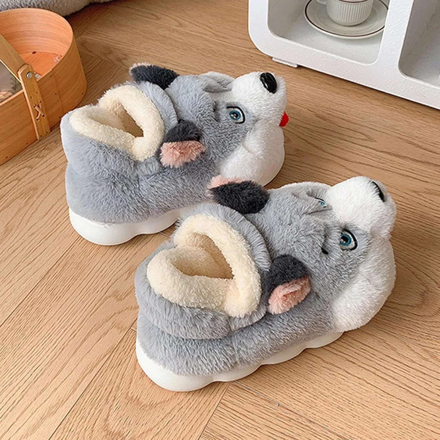 Cute Soft Plush Halloween Warm Slippers for Women Men, Fluffy Cozy Cartoon Closed Back Slippers Cotton House Slipper Womens Animal Funny Furry Bedroom Cloud Slippers for Women Indoor and Outdoor Shoes