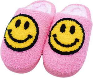 DCLTD Smile Face Slipper Women Slide Kids Fuzzy Slides with Soft Memory Foam Comfort Cotton Slip on Warm Slipper Anti-Slip Soft Sole Slippers for Kids Women Slip-in Men