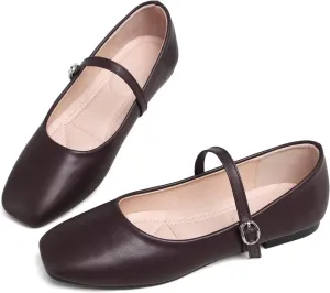 Dear Time Women's Flat Mary Jane Shoes Ankle Strap Round Toe Chinese Style Ballet Flats Casual Walking Shoes