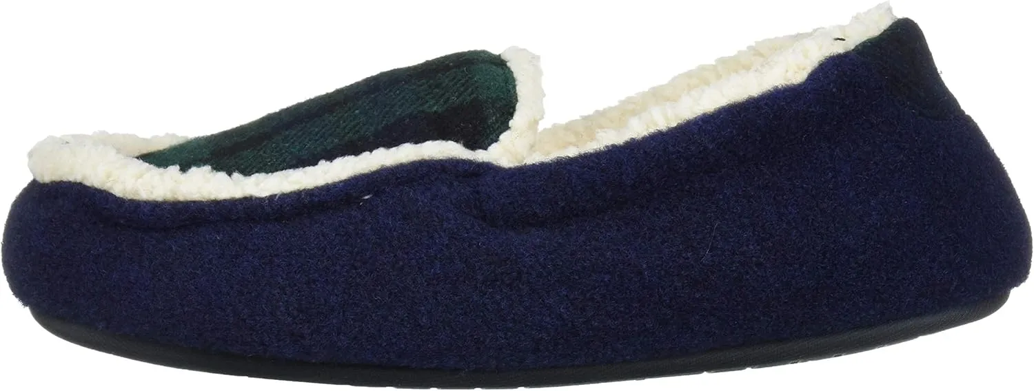 Dearfoams Kids' Hunter Felted Plaid Moccasin Slipper