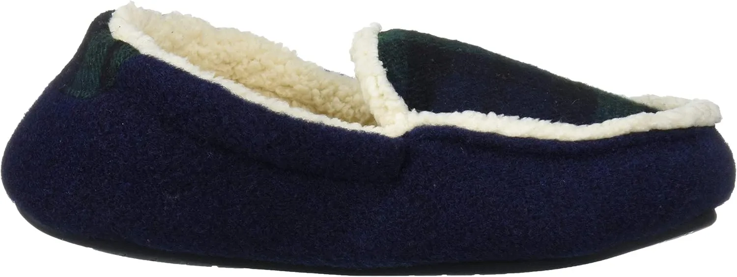 Dearfoams Kids' Hunter Felted Plaid Moccasin Slipper