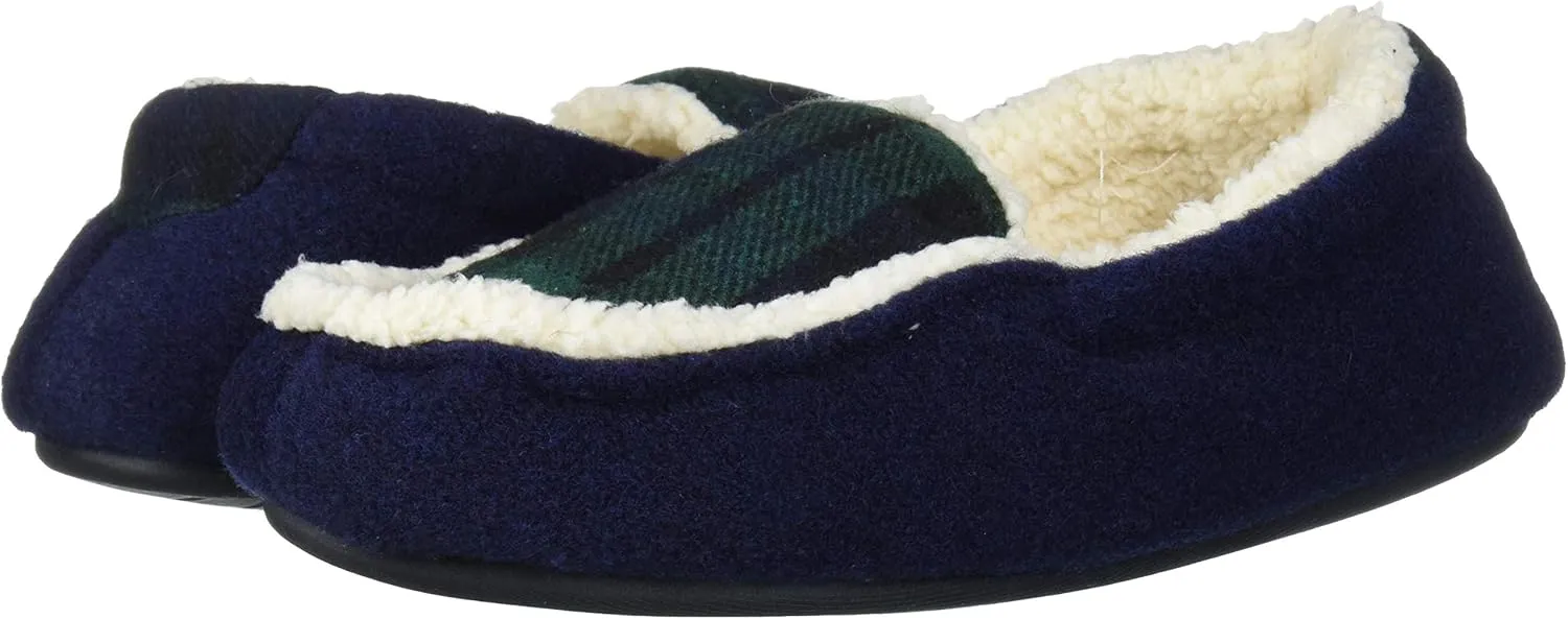 Dearfoams Kids' Hunter Felted Plaid Moccasin Slipper