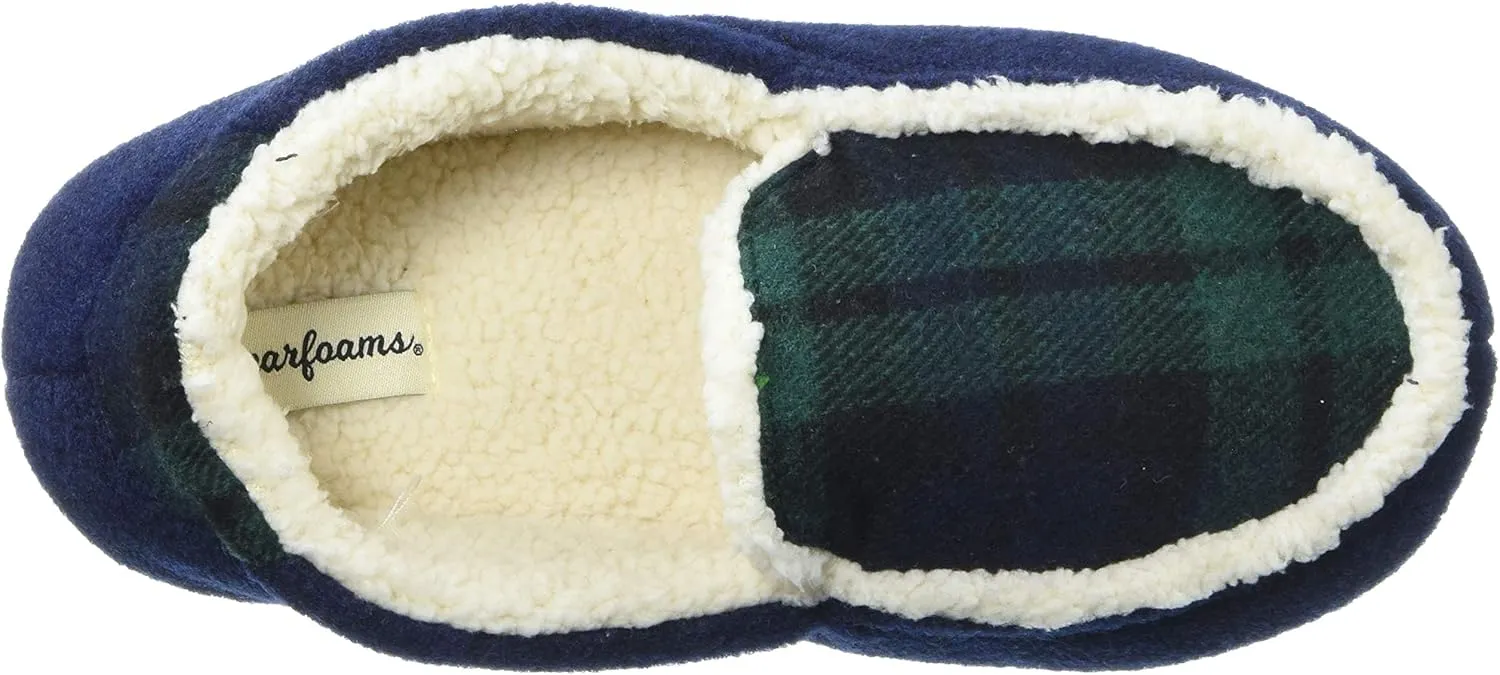 Dearfoams Kids' Hunter Felted Plaid Moccasin Slipper