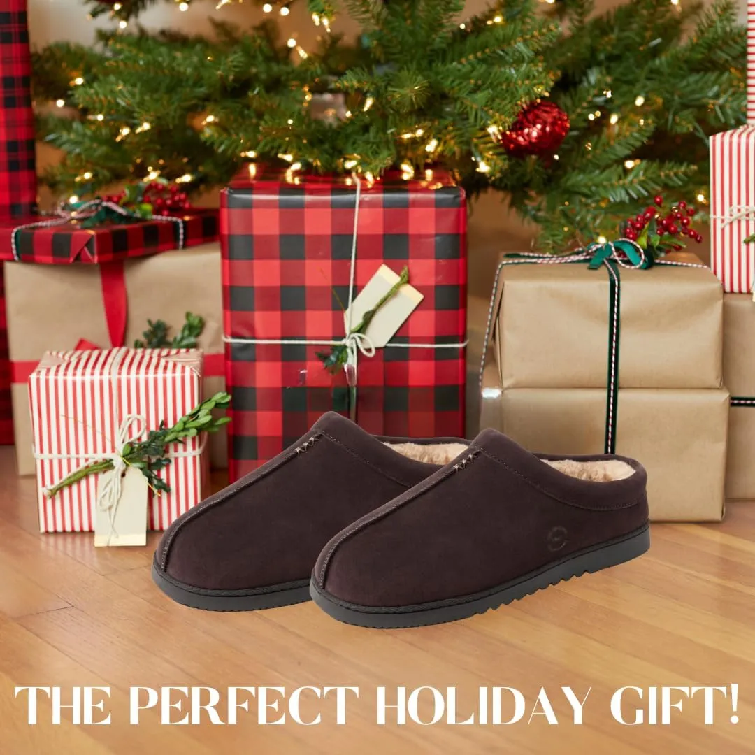 Dearfoams Men's Suede Indoor Outdoor Breathable Memory Foam House Dean Clog Slippers