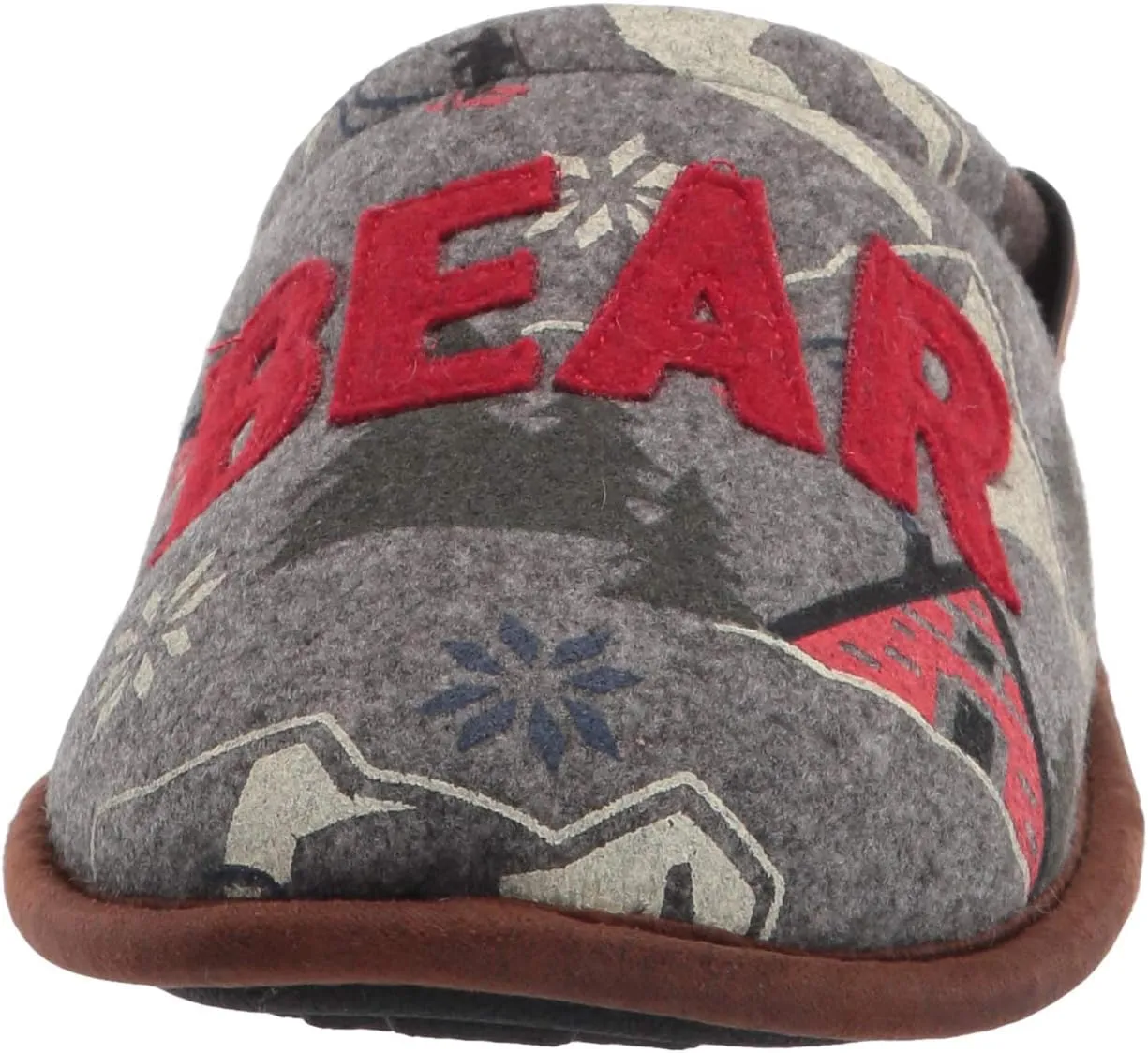 Dearfoams Women's Alpine Print Family Mood Bear Scuff Slipper