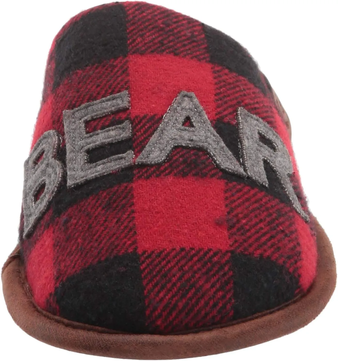 Dearfoams Women's Buffalo Check Plaid Mama Bear Scuff Slipper