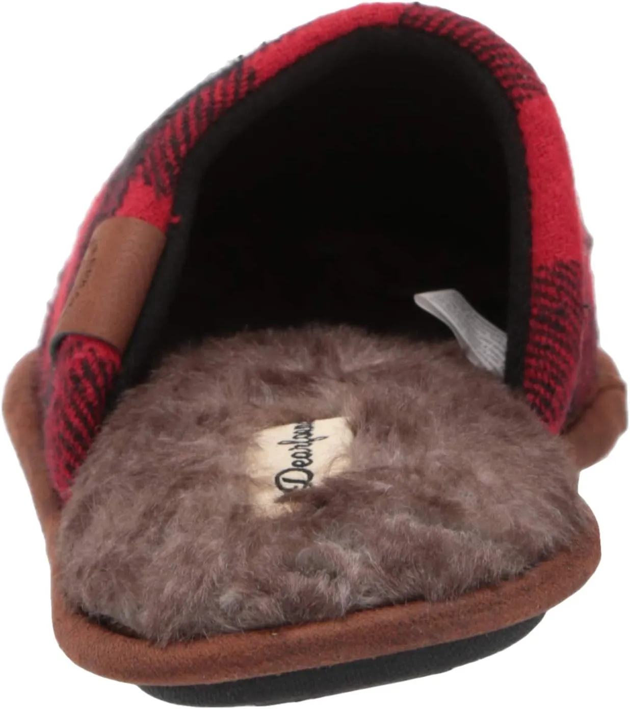Dearfoams Women's Buffalo Check Plaid Mama Bear Scuff Slipper