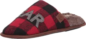 Dearfoams Women's Buffalo Check Plaid Mama Bear Scuff Slipper