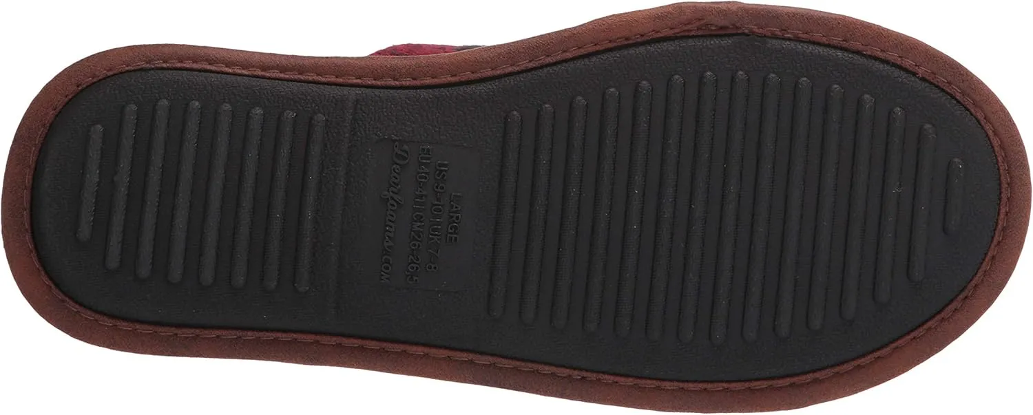 Dearfoams Women's Buffalo Check Plaid Mama Bear Scuff Slipper