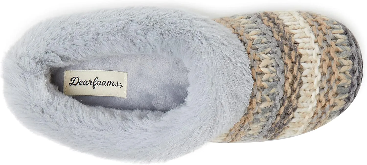 Dearfoams Women's Cora Striped Knit Clog Slipper