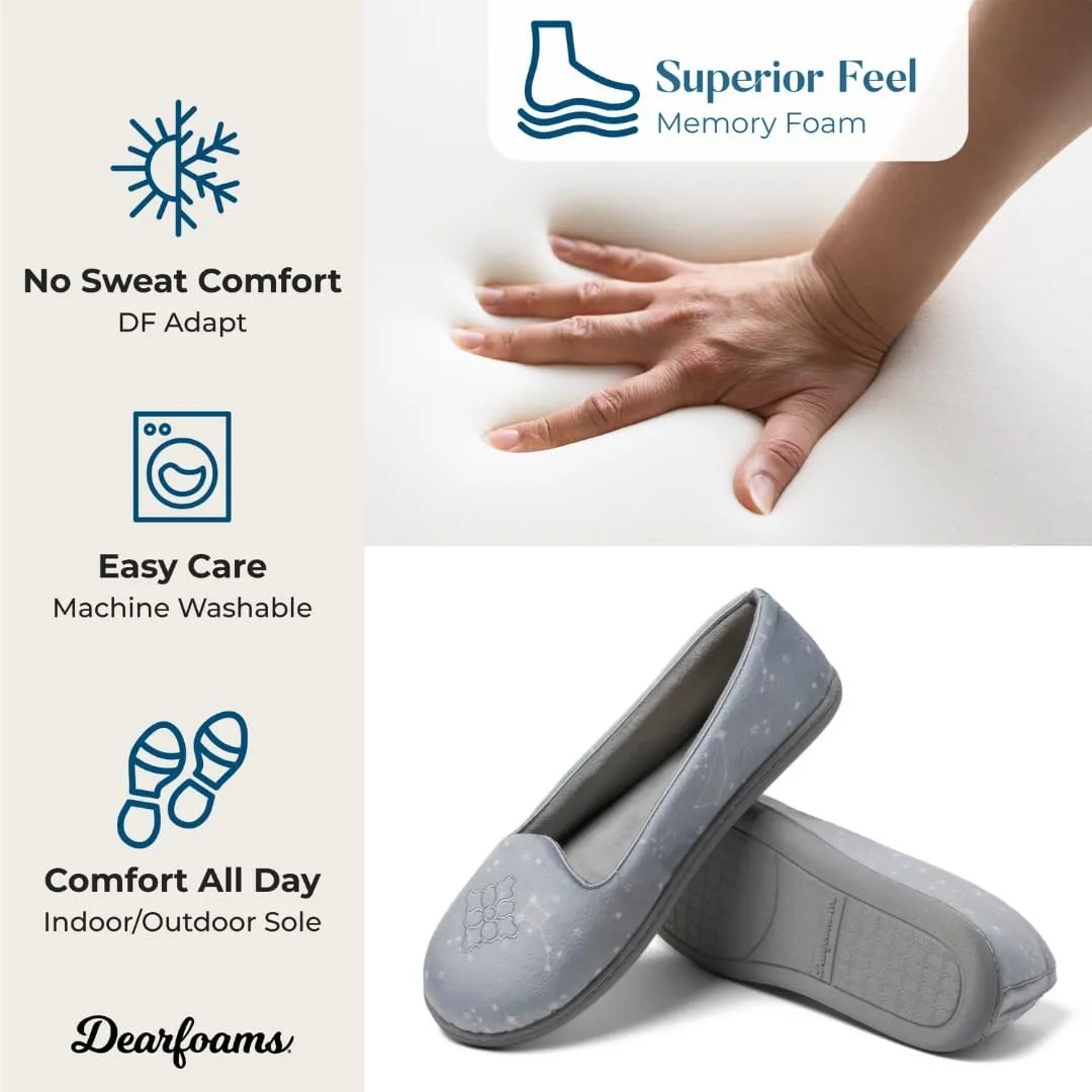 Dearfoams Women's Cozy Memory Foam Indoor Rebecca Closed Back House Ballet Slipper with Wide Widths