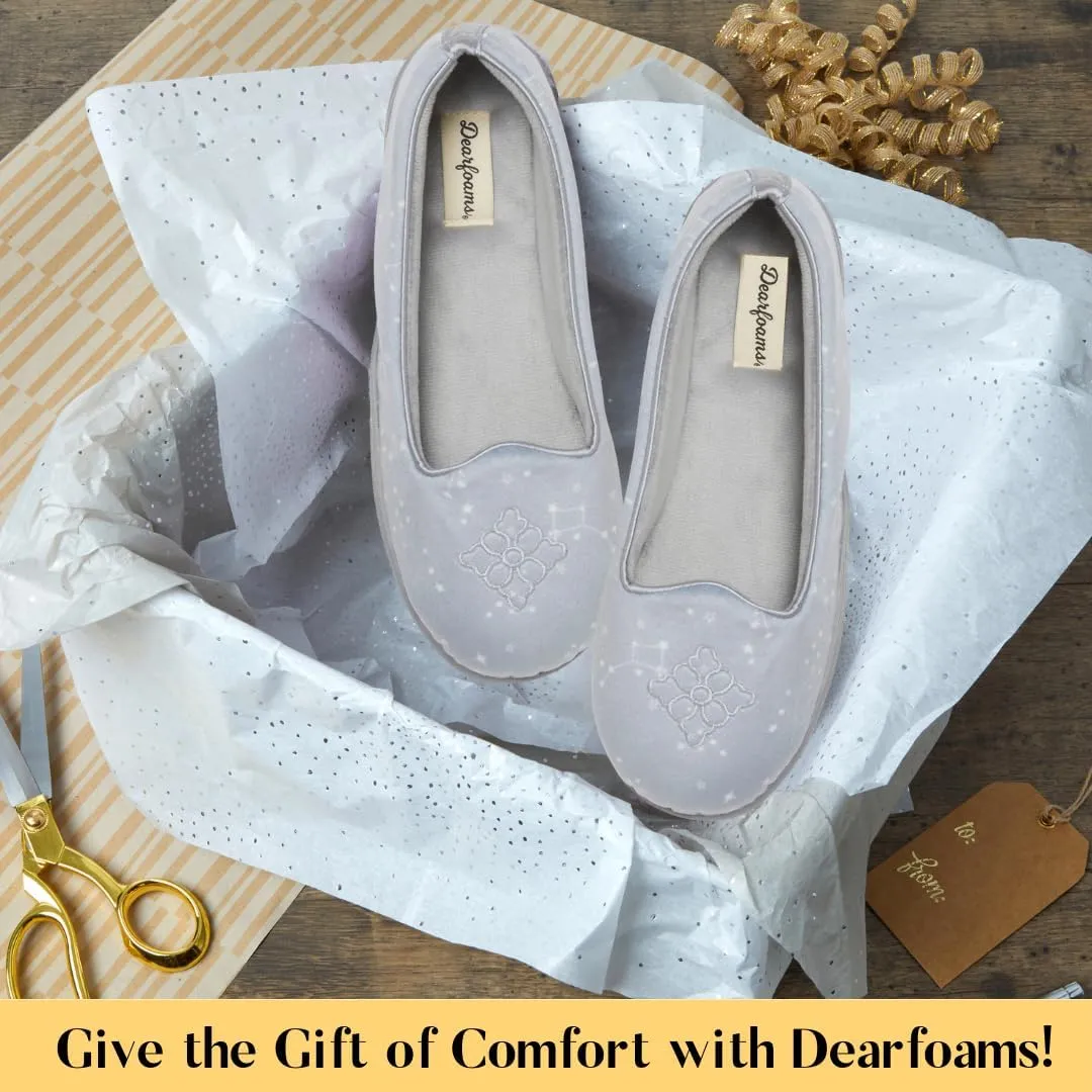 Dearfoams Women's Cozy Memory Foam Indoor Rebecca Closed Back House Ballet Slipper with Wide Widths