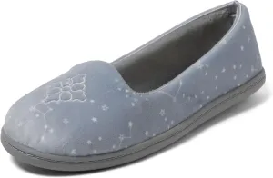 Dearfoams Women's Cozy Memory Foam Indoor Rebecca Closed Back House Ballet Slipper with Wide Widths