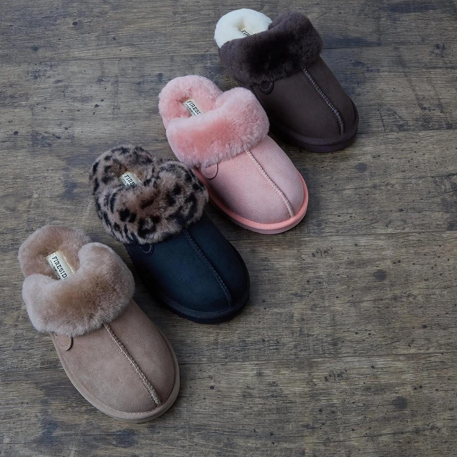 Dearfoams Women's Fireside Sydney Shearling Fur Indoor/Outdoor Scuff Slipper with Wide Widths