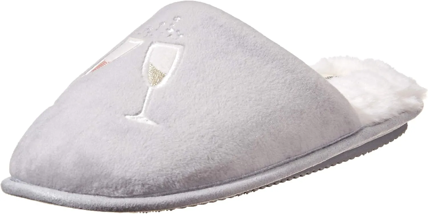 Dearfoams Women's Novelty Pile Scuff with Eye Mask Slipper