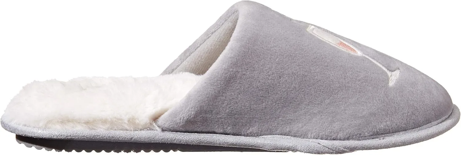 Dearfoams Women's Novelty Pile Scuff with Eye Mask Slipper