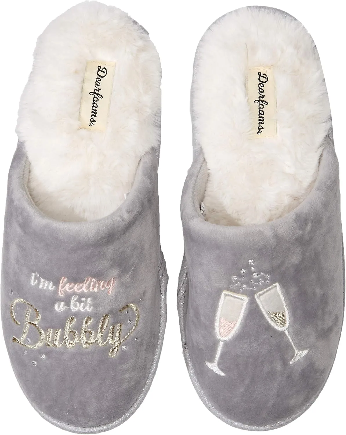 Dearfoams Women's Novelty Pile Scuff with Eye Mask Slipper