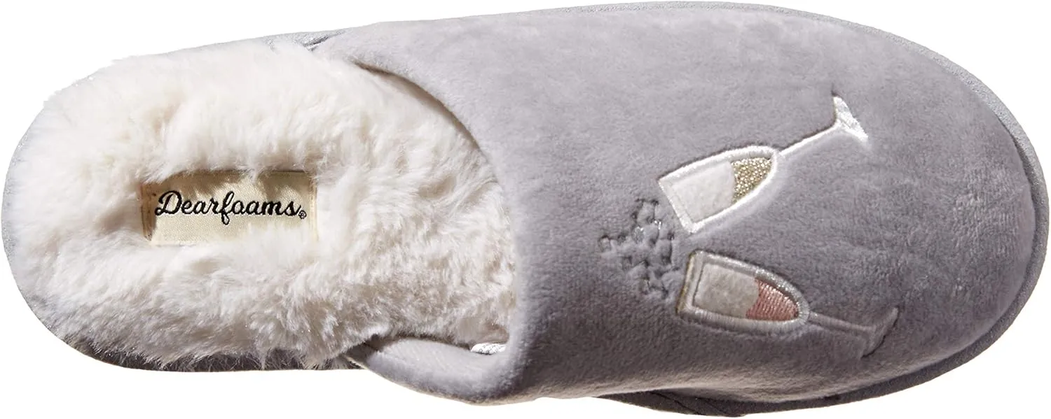 Dearfoams Women's Novelty Pile Scuff with Eye Mask Slipper
