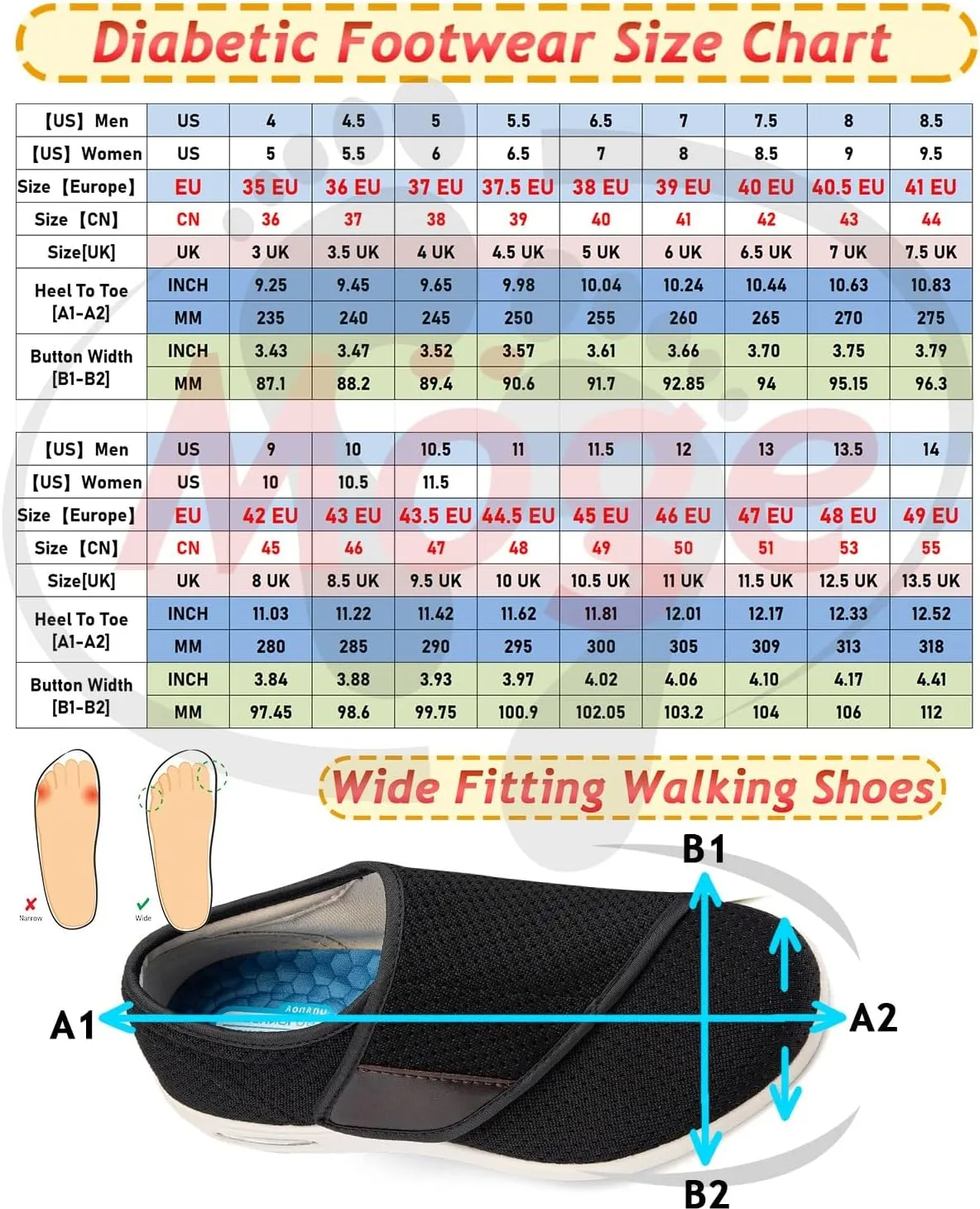 Diabetic Shoes for Men Extra Wide Width Mesh Breathable Knit Walking Shoes for Diabetics Pain Relief with 3 Pairs Insoles Replacement for Elderly Swollen Feet