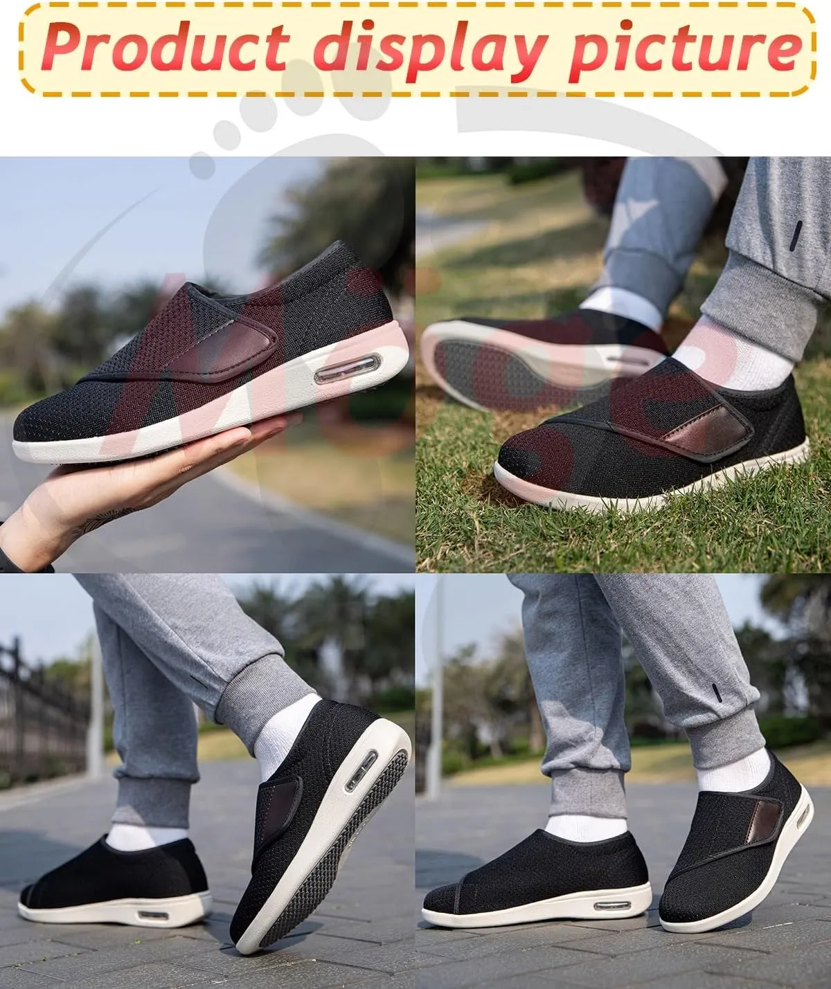 Diabetic Shoes for Men Extra Wide Width Mesh Breathable Knit Walking Shoes for Diabetics Pain Relief with 3 Pairs Insoles Replacement for Elderly Swollen Feet