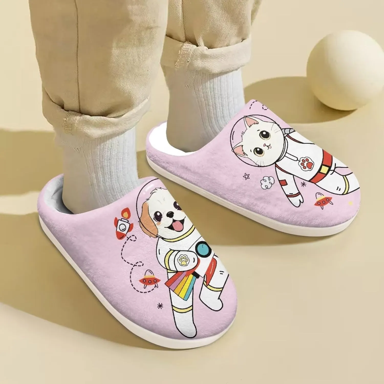 DISNIMO Boys Girls Cozy-House Slippers Warm Plush Winter Cotton Slipper Kids Indoor Non-Slip Shoes 9-14.5