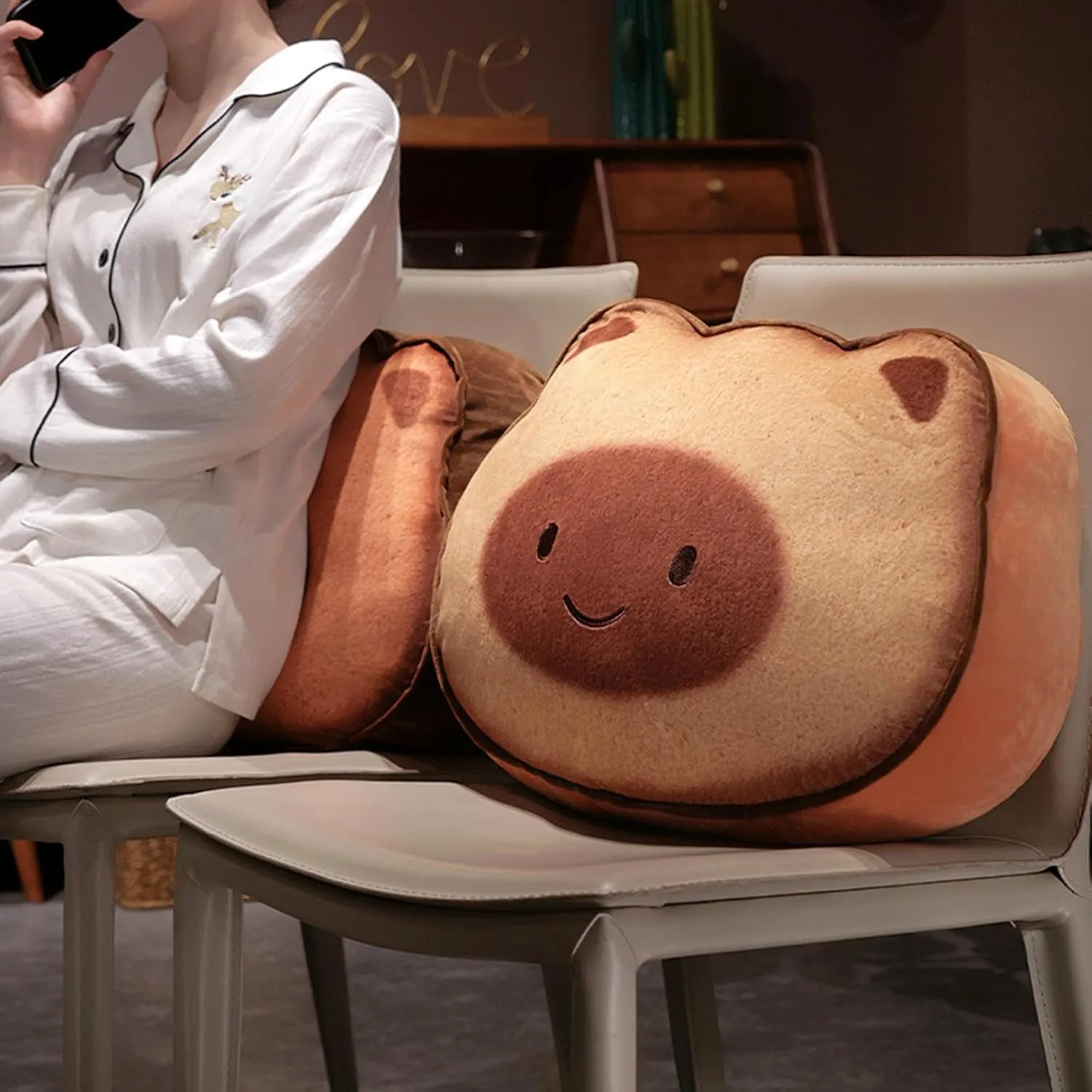 Ditucu Cat Stuffed Animal Cute Kitten Napping Throw Pillows Soft Cushion Plush Decorative Gifts for Kids Brown 15.7 inch Dark Brown