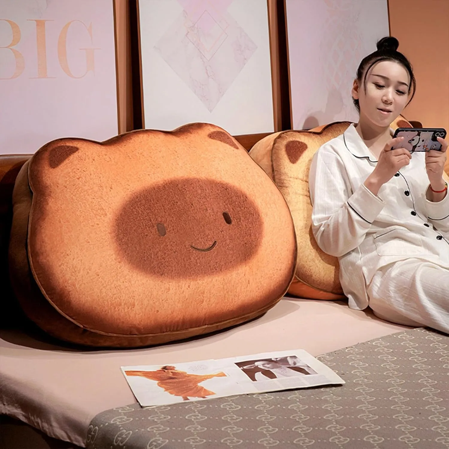 Ditucu Cat Stuffed Animal Cute Kitten Napping Throw Pillows Soft Cushion Plush Decorative Gifts for Kids Brown 15.7 inch Dark Brown