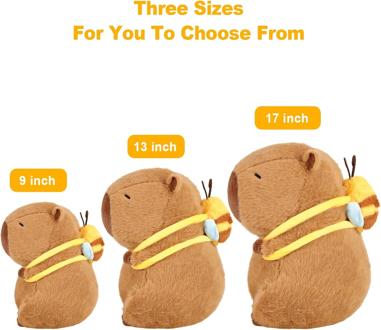 Ditucu Cute Capybara Plush with Bee Backpack Kawaii Capibara Stuffed Animal Toys Plushies Gifts for Kids Brown 17 inch