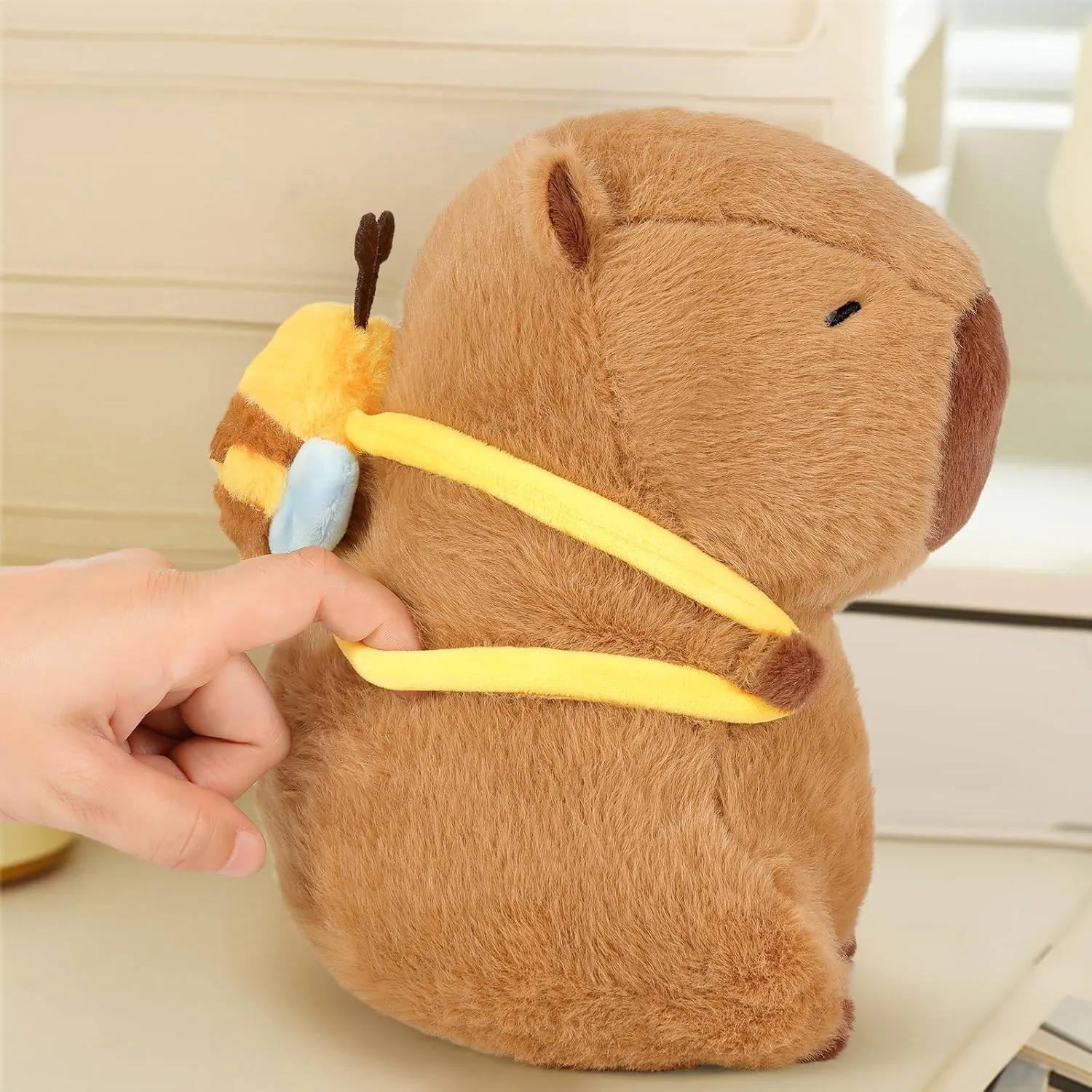 Ditucu Cute Capybara Plush with Bee Backpack Kawaii Capibara Stuffed Animal Toys Plushies Gifts for Kids Brown 17 inch