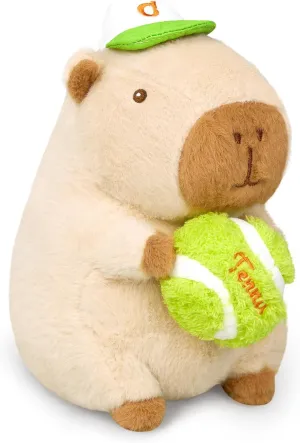 Ditucu Cute Tennis Capybara Plush Sports Pulling Stuffed Animal Capibara Plushies Toys Gifts for Kids Beige 13.7 inch