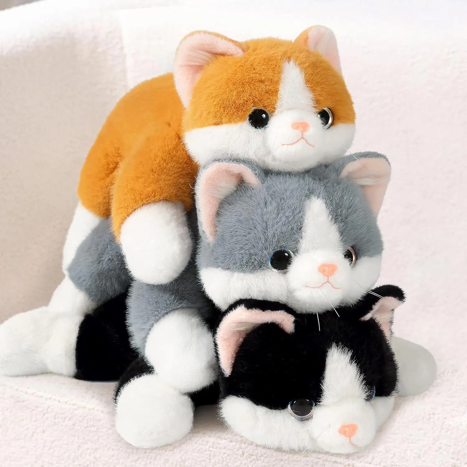 Ditucu Weighted Cat Stuffed Animal 1.2 lbs Cute Realistic Kitten Plush Toys 17.7 inch Soft Plushies Gifts for Kids Grey