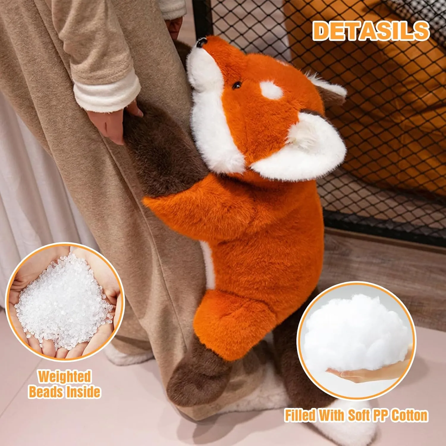 Ditucu Weighted Stuffed Animal 1.8 lbs Fox Plush Toys Cute Soft Plushies Gifts for Kids 25 inch
