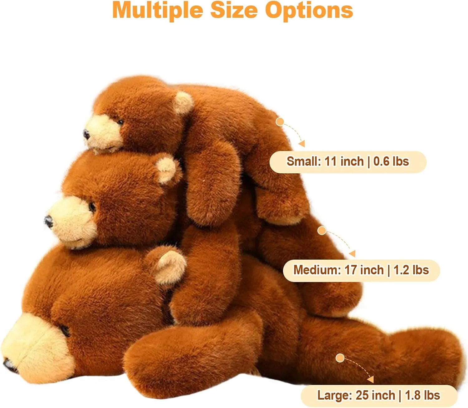 Ditucu Weighted Stuffed Animals 0.6 lbs Weighted Brown Bear Plush Toys Cute Soft Plushies Gifts for Kids 11 inch
