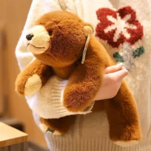 Ditucu Weighted Stuffed Animals 0.6 lbs Weighted Brown Bear Plush Toys Cute Soft Plushies Gifts for Kids 11 inch