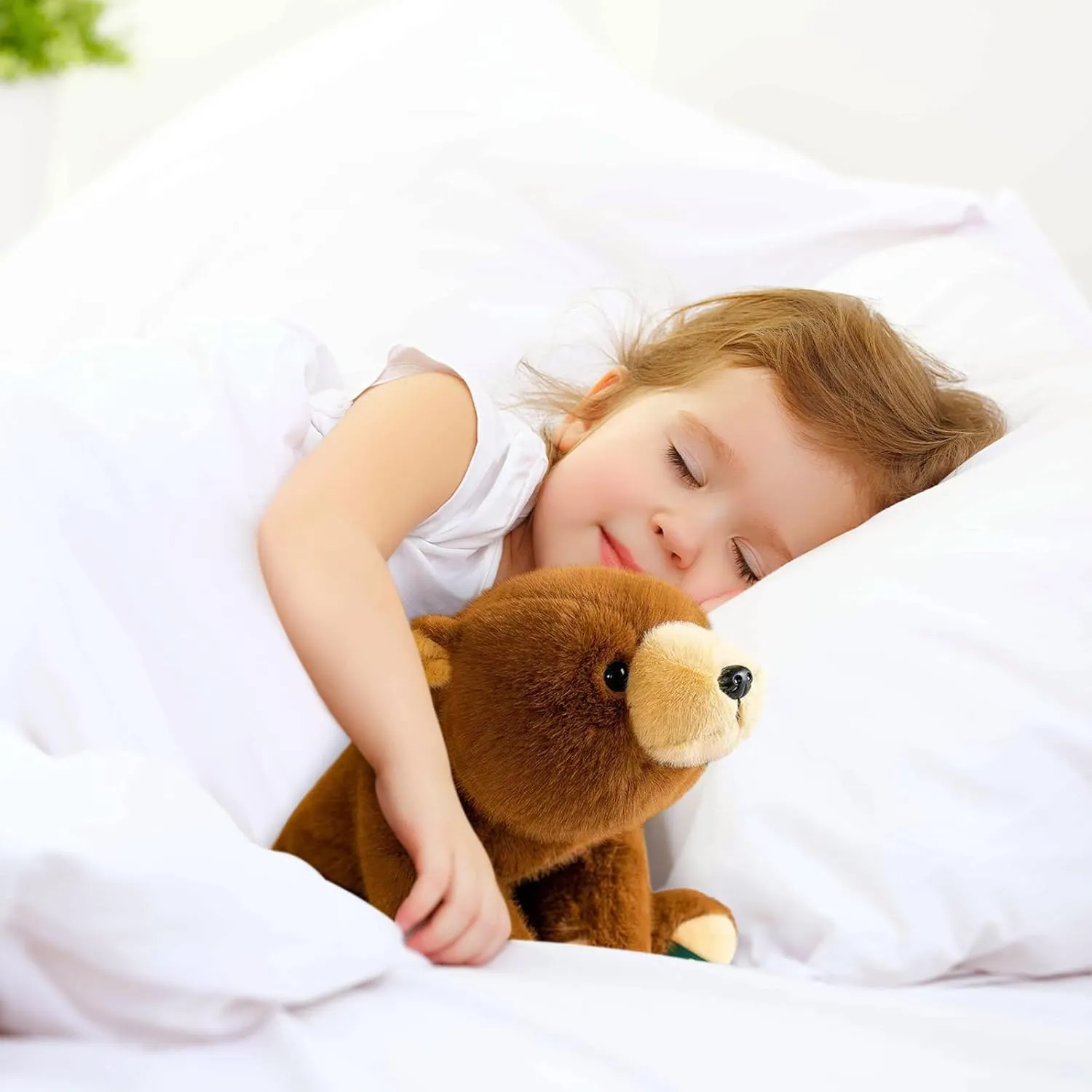 Ditucu Weighted Stuffed Animals 0.6 lbs Weighted Brown Bear Plush Toys Cute Soft Plushies Gifts for Kids 11 inch