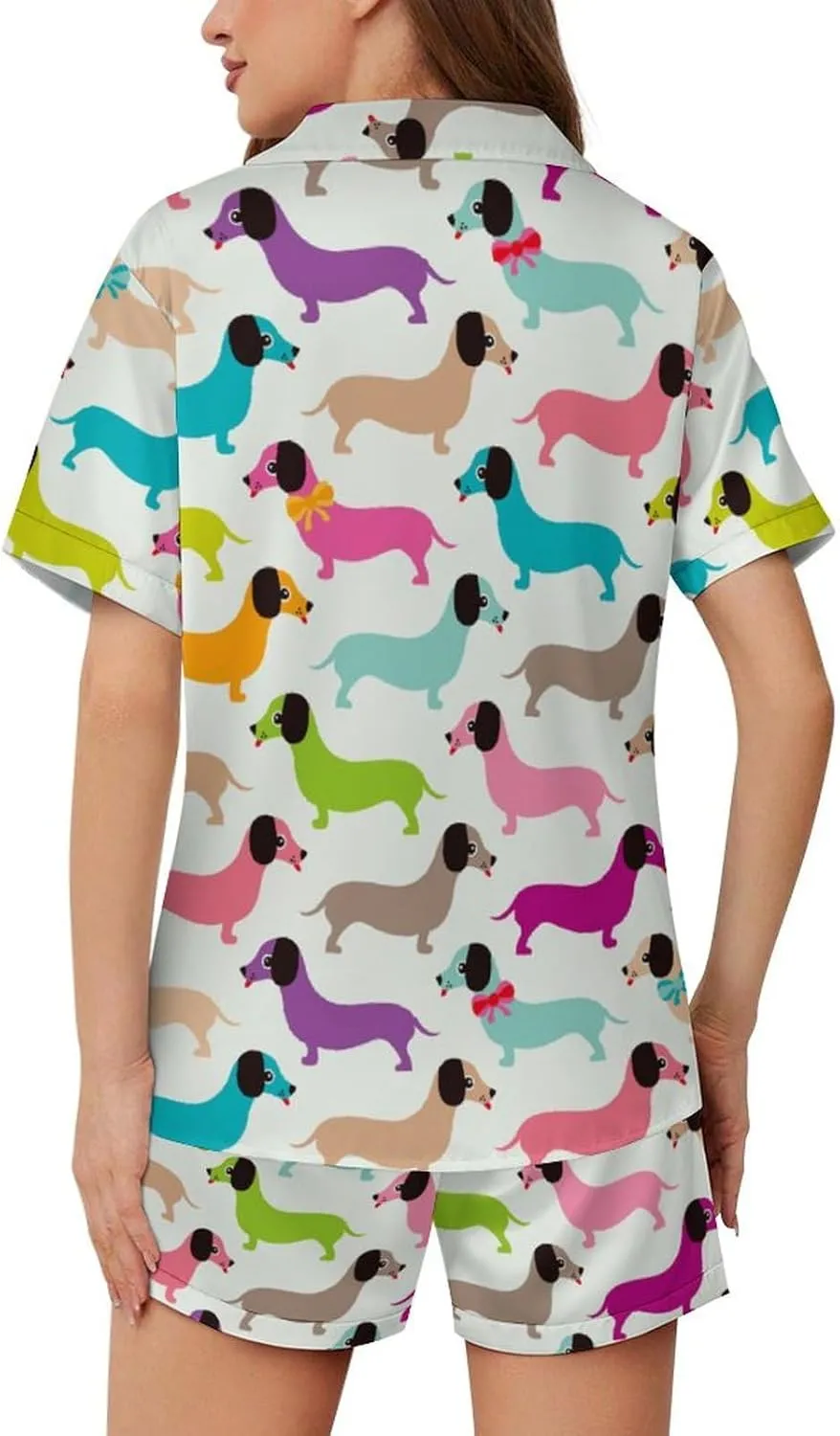 Dog Breeds Dog Collection Womens Pajama Sets 2 Piece Short Sleeve Sleepwear Button Down Loungewear