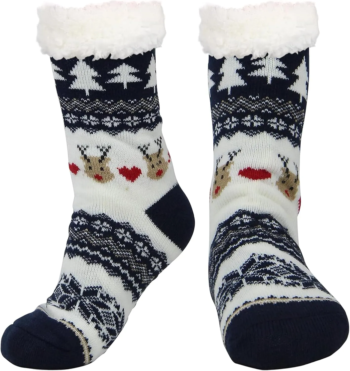 DRASEX Men‘s Fuzzy Slipper Socks Winter Cozy Fluffy Cabin Warm Soft Fleece Lining Thick Comfy Knit Non Slip Christmas Home Socks